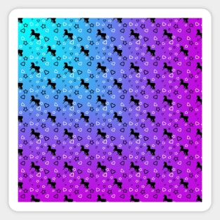 Black Unicorn Pattern (Blue & Pink) Sticker